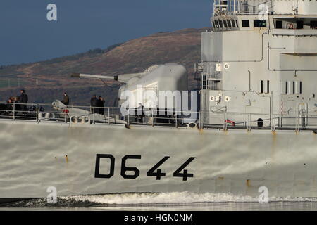 FNS Primauguet (D644), una Georges Leygues-class destroyer della marina francese, all'inizio dell'esercizio comune della Warrior 16-2 Foto Stock