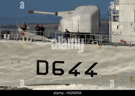 FNS Primauguet (D644), una Georges Leygues-class destroyer della marina francese, all'inizio dell'esercizio comune della Warrior 16-2 Foto Stock