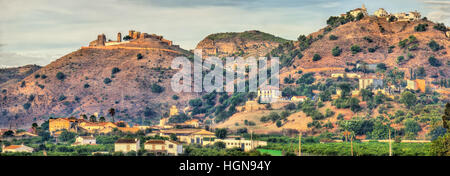 Vista di Alora castello moresco - Andalusia, Spagna Foto Stock