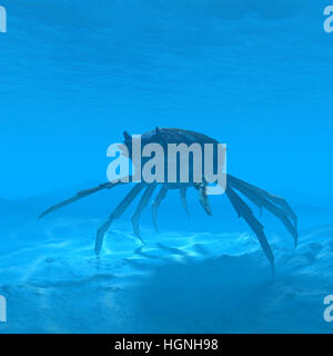 Silhouette subacquea di granchio con agente caustico 3d renderingsilhouette shark subacquei con soda caustica rendering 3D Foto Stock