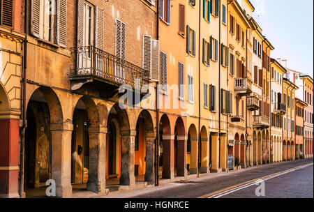 Tipi di portico nel centro di Bologna. Emilia Romagna, Italia. Foto Stock