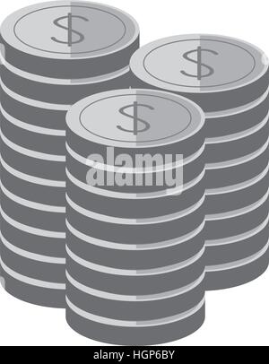 Pile di fiches del casinò icona sopra lo sfondo bianco. illustrazione vettoriale Illustrazione Vettoriale