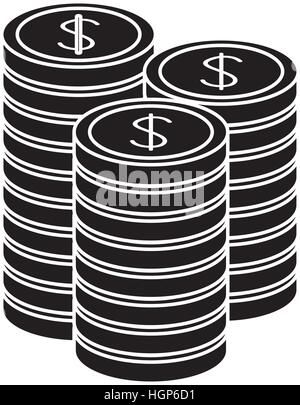 Pile di fiches del casinò icona sopra lo sfondo bianco. illustrazione vettoriale Illustrazione Vettoriale