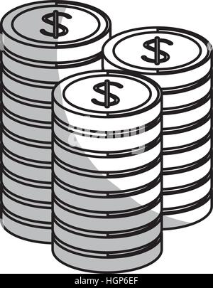Pile di fiches del casinò icona sopra lo sfondo bianco. illustrazione vettoriale Illustrazione Vettoriale