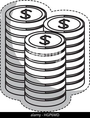 Pile di fiches del casinò icona sopra lo sfondo bianco. illustrazione vettoriale Illustrazione Vettoriale