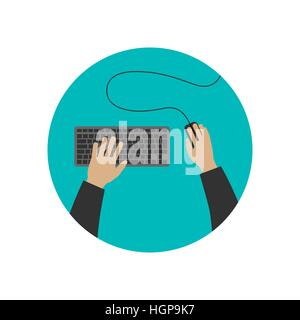 Le mani la digitazione sulla tastiera. Illustrazione Vettoriale