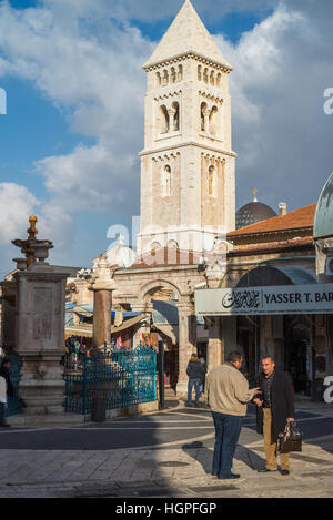 Muristan Square e Chiesa luterana del Redentore, Gerusalemme, Israele, Medio Oriente Foto Stock