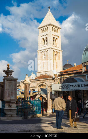 Muristan Square e Chiesa luterana del Redentore, Gerusalemme, Israele, Medio Oriente Foto Stock