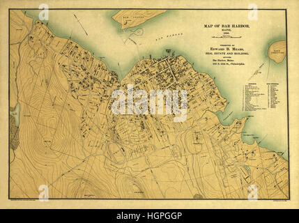 Mappa di Bar Harbor Maine 1896 Foto Stock