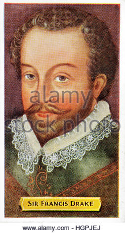 Sir Francis Drake ritratto, 1540 - 1596, era un inglese un capitano di mare dell'Età elisabettiana. Foto Stock
