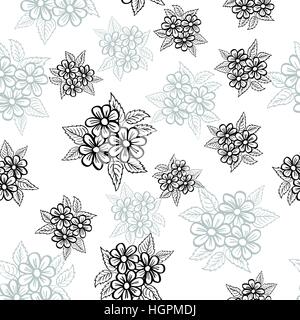 Pagina senza giunture per libro da colorare. Disegnata a mano fiore doodle pattern. Design antistress. Schizzo per la colorazione di pagina, tatuaggio, poster, stampa, t-shirt Illustrazione Vettoriale
