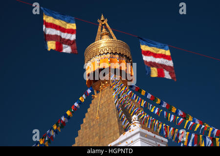 Vista serale di Bodhnath stupa . Kathmandu . Il Nepal Foto Stock