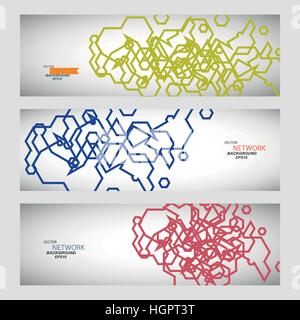Set di vettore di tre insiemi di astratta le linee di contorno Illustrazione Vettoriale