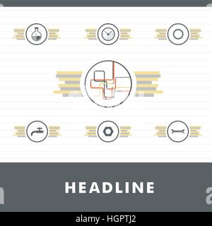Set di vettore di sfondo di acqua piatta pipeline Illustrazione Vettoriale