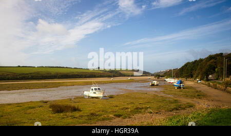 L'estuario di Gannel a bassa marea, Newquay, Cornwall, Inghilterra, Regno Unito. Foto Stock