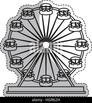 Ruota panoramica Ferris icona sopra whtie sfondo. illustrazione vettoriale Illustrazione Vettoriale