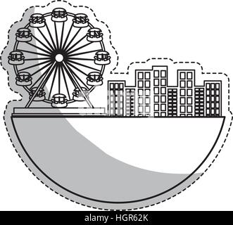 Ruota panoramica Ferris icona sopra whtie sfondo. illustrazione vettoriale Illustrazione Vettoriale