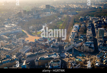 Vista aerea da Trafalgar Square a Buckingham Palace. Foto Stock