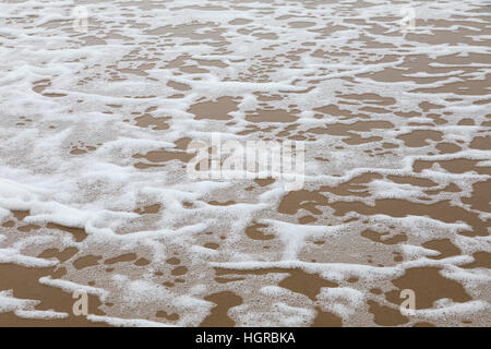 Schiuma di Mare, è formata da un forte vento e le particelle organiche presenti sulla superficie dell'acqua. Di solito queste particelle sono alghe o sali disciolti, Mare del Nord, str Foto Stock