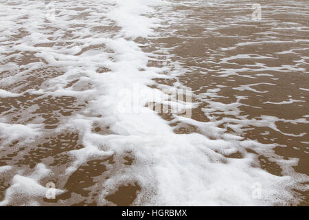 Schiuma di Mare, è formata da un forte vento e le particelle organiche presenti sulla superficie dell'acqua. Di solito queste particelle sono alghe o sali disciolti, Mare del Nord, str Foto Stock