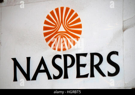 Das Logo der Marke 'Naspers', Berlino.