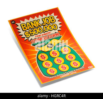 Nuovo Scratch Off biglietto Lotto isolato su sfondo bianco. Foto Stock