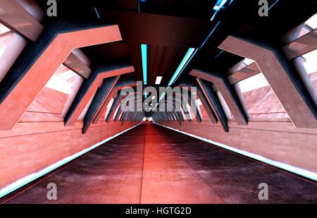 Un avveniristico tunnel interno. 3D reso illustrazione. Foto Stock