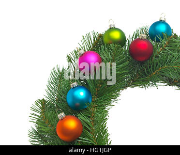 Ghirlanda di Natale con baubles Foto Stock