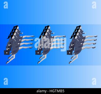 Esercito aziendale il concetto di business. Formazione di sicuro le donne d'affari in business si adatta con casi in marcia avanti. Illustrazione Vettoriale. Uso come temp Illustrazione Vettoriale