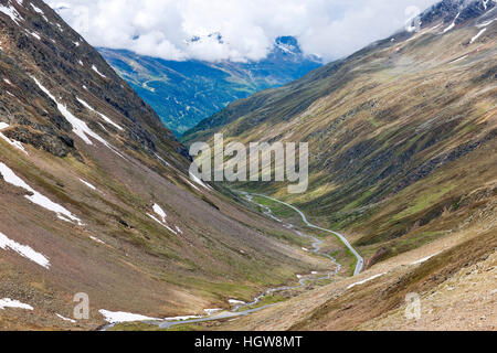 Passo Rombo alta Alpine road, curve delle sportscars, Tirolo, Austria e Europa / Passo Rombo Foto Stock