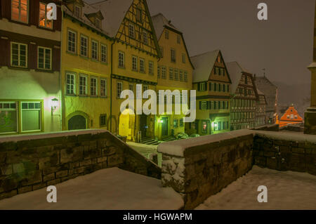 Case Half-Timbering in Schwaebisch Hall, Baden-Wuerttemberg, Heilbronn-Franconia, Germania, Schwaebisch Hall, Old-Town, Hohenlohe regione Foto Stock