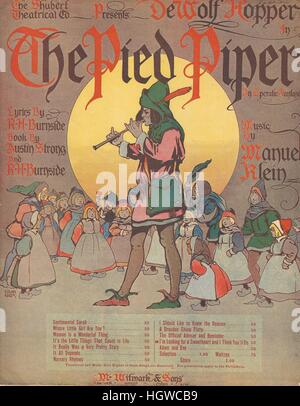 "The Pied Piper' 1908 Foglio musicale coperchio di musica Foto Stock