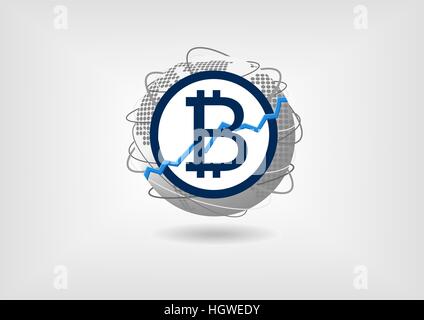 Bitcoin aumenta e il concetto di crescita come illustrazione vettoriale Illustrazione Vettoriale