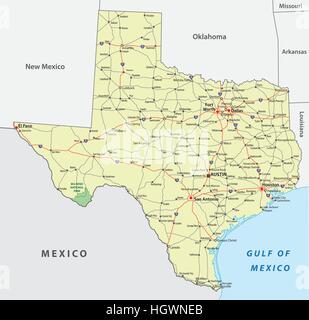 Texas road mappa Illustrazione Vettoriale