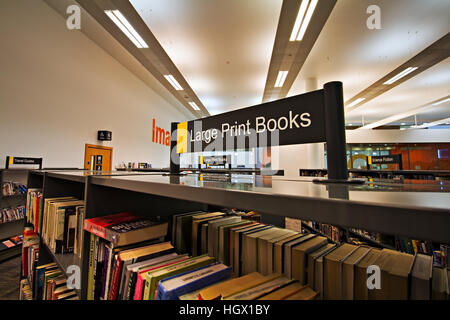 Stampa di grandi dimensioni in sezione una biblioteca pubblica Foto Stock