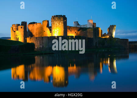 Castello di Caerphilly, Cardiff Wales, Regno Unito Foto Stock