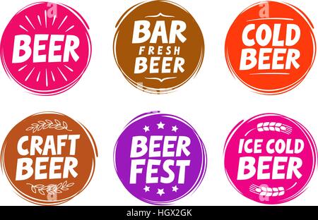 Fresca birra artigianale, birreria simbolo. Gli elementi del vettore per la progettazione menu ristorante, cafe o pub Illustrazione Vettoriale