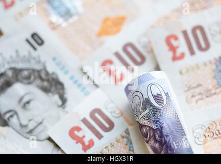 British venti e dieci pound note Foto Stock