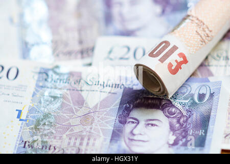 British venti e dieci pound note Foto Stock