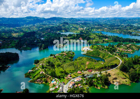 Vista panoramica dalla roccia di Guatape a Medellin, Colombia Foto Stock