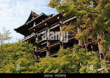 L'edificio principale del tempio di Kiyomizu in Kyoto, Giappone Foto Stock
