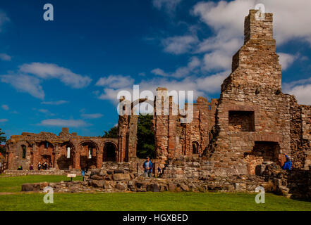 Abbazia di Lindisfarne, Northumberland, Regno Unito Foto Stock