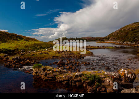 Highlands vicino a Elphin, nella costa occidentale della Scozia, Regno Unito Foto Stock