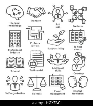 Business management icone di stile di linea. Pack 22. Illustrazione Vettoriale