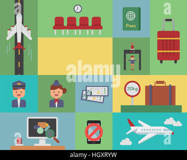 Varie icone relative al viaggio Foto Stock