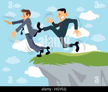 Illustrazione vettoriale di un imprenditore calci un altro Illustrazione Vettoriale