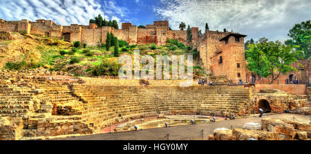 Antico Teatro romano a Malaga, Andalusia, Spagna Foto Stock