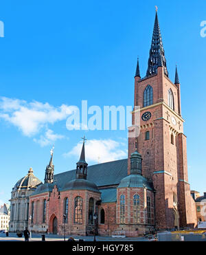 La CHIESA DI RIDDARHOLM è la chiesa di sepoltura dei monarchi svedesi, situato sull'isola di Riddarholmen Foto Stock