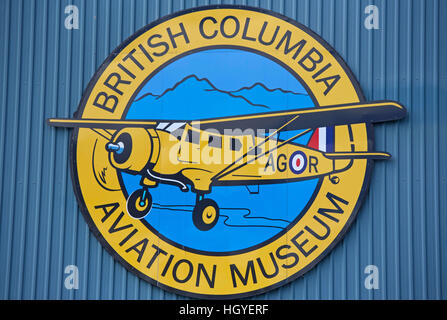 Il logo per il museo dell'aviazione a Sidney aeroporto vicino Victoria sull isola di Vancouver BC Canada. SCO 11,616. Foto Stock