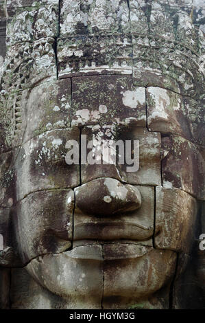 Jayavarman VII del volto, tempio Bayon, Angkor Wat, Cambogia Foto Stock